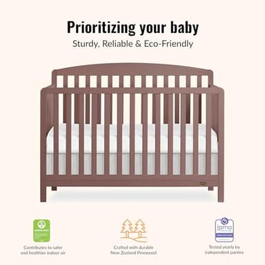 Dream On Me Odelle 5 in 1 Convertible Crib in Baltic Amber, JPMA & Greenguard Gold Certified, Converts from Baby Crib to Daybed, Toddler Bed & Full Size Bed - Image 5