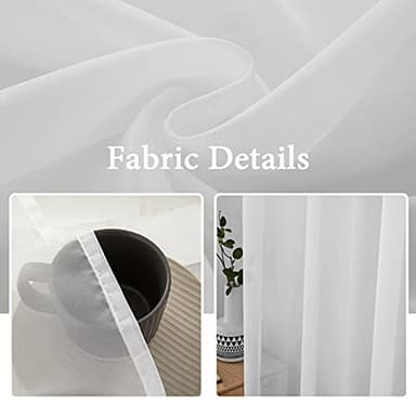 MIULEE 2 Panels Solid Color White Sheer Window Curtains Elegant Window Voile Panels/Drapes/Treatment for Bedroom Living Room (54 X 84 Inches White) - Image 3