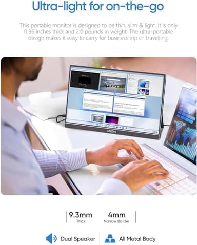 ARZOPA 17.3" Portable Monitor, 1080P FHD 103% sRGB IPS Gaming Monitor Laptop Monitor with Built-in Kickstand HDMI USB C External Screen for PC Mac Phone Xbox PS5 - A1M - Image 2