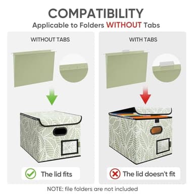 BALEINE File Organizer Box with Lid, Collapsible File Folder Organizer with Plastic Slide, Hanging File Folder Box for Office Document Storage (2 Pack, Antique Foliage) - Image 5