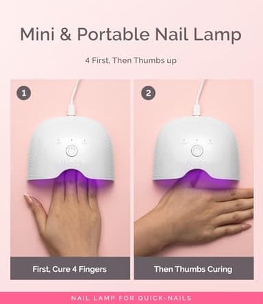 MelodySusie UV Nail Lamp, ART06F UV Light for Gel Nails, Nail Dryer with 2 Timer, Fast Curing Gel Nail Polish Nail Art Tools for Desk and Handheld use, Starter-Friendly Mini Manicure Accessories-White - Image 4