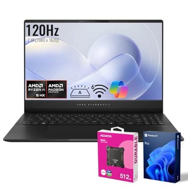 ASUS Vivobook S AI Copilot+ PC Business Laptop, 15.6" 2.8K 120Hz, AMD Ryzen AI 9 HX 370, 32GB RAM, 2TB SSD, Radeon Graphics, Wi-Fi 6, RGB Backlit KB, W11 Pro, Bundle with ADATA 512GB External SSD - Image 1