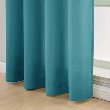 L.Z.E Privacy Curtains 96 Inches Long 2 Panels Set,Teal Light Filtering Curtains for Living Room Bedroom Doorway Divider, Non-See-Through Semi Sheer Window Panels Grommet Top (55" W x 96" L) - Image 5
