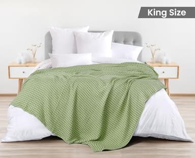 Utopia Bedding Sage Green 100% Cotton Waffle Blanket 300 GSM [King - 90x108 Inch] Soft Lightweight Breathable Bed Blanket for All Season - Image 4