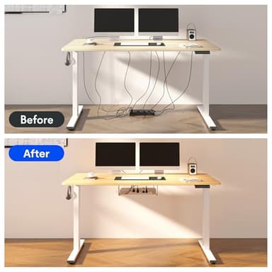 FLEXISPOT EN2 Whole-Piece Standing Desk with Clamp Power Strip, 55 x 28 Electric Stand Up Height Adjustable Desk with Cable Management (White Frame + 55" Maple Top, 2 Packages) - Image 6