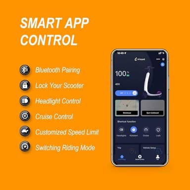 NAVIC T5 Electric Scooter Adult, 350W,Max Speed 19Mph, Long Range 22Miles, Foldable E-Scooter for Adults, Escooter Adults with App Control, Dual Braking - Image 6
