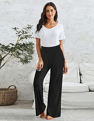 ZJCT Womens Yoga Sweatpants Comfy Loose Wide Leg Lounge Workout Running Joggers Pants with Pockets Black M - Image 5