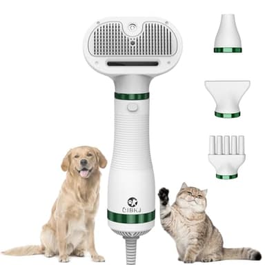 Dog Hair Dryer with Slicker Brush,Dog Blow Dryer for Small-Sized Dogs and Cats,Grooming Brush with Drying Function,Multifunctional Pet Hair Dryer with Release Button - Image 1