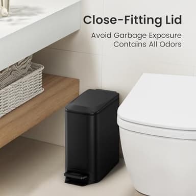 Cesun Small Bathroom Trash Can with Lid Soft Close, Step Pedal, 6 Liter / 1.6 Gallon Stainless Steel Garbage Can with Removable Inner Bucket, Anti-Fingerprint Finish (Matt Black) - Image 8