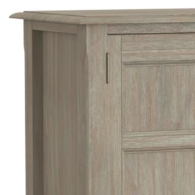 SIMPLIHOME Burlington SOLID WOOD 30 inch Wide Transitional Low Storage Cabinet in Distressed Grey for the Living Room, Entryway and Family Room - Image 7