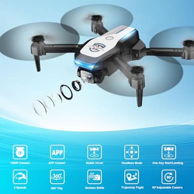 Drone with Camera 1080P FPV Foldable Drone for Beginners, Mini Drone with Altitude Hold, One Key Take Off/Land, Trajectory Flight, 3D Flip, 3 Speeds, Gravity Control,Toys for Boys Girls X61 - Image 3