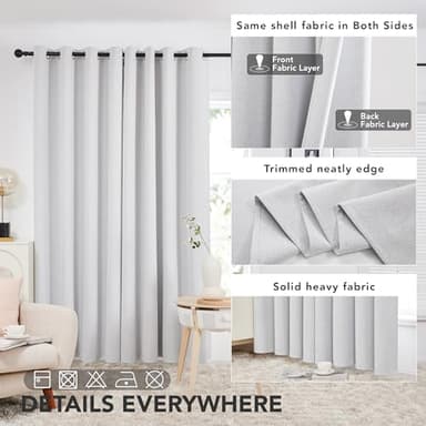 Deconovo Total Blackout Curtains Linen Curtains Room Darkening Curtains with Grommets for Bedroom Living Room Kids Room, 2 Panels，Greyish White，52Wx84L Inch - Image 8