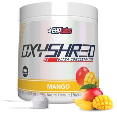 EHP Labs OxyShred Pre Workout Powder - Preworkout Powder with L Glutamine & Acetyl L Carnitine, Energy Boost Drink - Mango, 60 Servings - Image 1