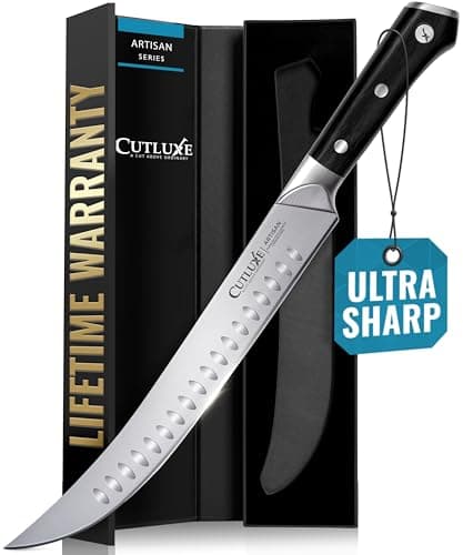 Cutluxe Butcher Knife – 10″ Cimeter Breaking Knife, Razor Sharp Forged High Carbon German Steel, Full Tang Meat Carving Knife, Ergonomic Handle Design – Artisan Series - Image 1