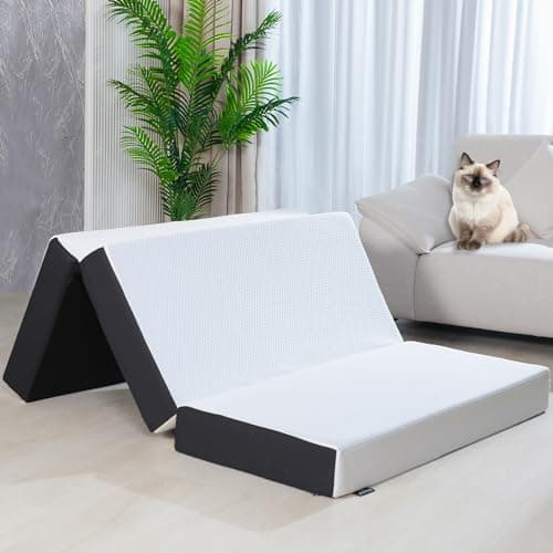 Roxzo Tri-Fold Memory Foam Mattress, 6 inch Twin Tri-Folding Memory Form Mattress, Collapsible and Washable Cover, Travel and Guest Mat,75"x38"x6" - Image 1