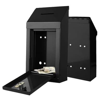 Metal Donation Box-Suggestion Box with Slot and lock-Cash Lock box for Money-Secure Drop Box-Comment and ballot voting box-comes with pre-drilled holes for easy wall mounting 10 X 6 X 2.5"(Black) - Image 9
