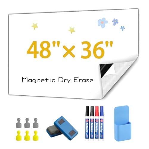 Babenoun Magnetic Whiteboard Contact Paper, 36" x 48" Stick on Magnetic Dry Erase White Board Sticker on Wall, Easy to Write for Kids Drawing, School, Office, Kitchen Fridge - Image 1