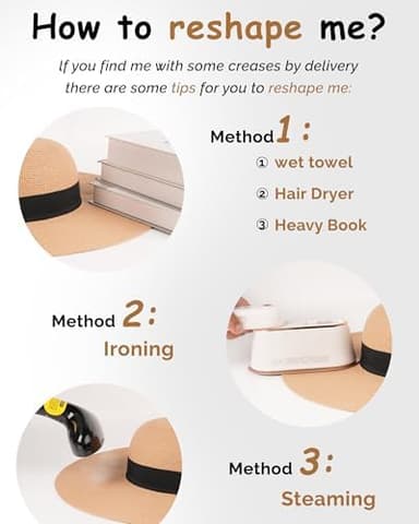 FURTALK Womens Beach Sun Straw Hat UV UPF 80+ Travel Foldable Brim Summer UV Hat - Image 6