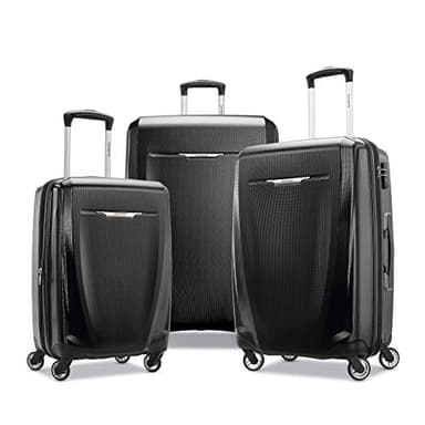 Samsonite Winfield 3 DLX Hardside Expandable Luggage with Spinners, Black, 3-Piece Set (20/25/28) - Image 1