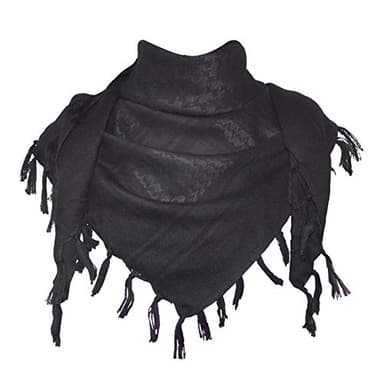 Explore Land Cotton Shemagh Keffiyeh Tactical Desert Scarf Neck Head Wrap with Tassel for Men Women (Black, One Size) - Image 1
