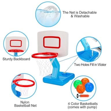 Toddler Basketball Hoop Indoor Mini Adjustable Basketball Goal with Ball Pump Outdoor Toys Backyard Game Outside Pool Basketball Toys for 1 2 3 4 Year Old Boy Girl Kid Toy Age 2-4 4-8 Birthday Gift - Image 5