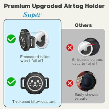 Supet Airtag Cat Collar with Soft Padding, Breakaway Cat Tracker Collar with Air Tag Holder, Luminous Cat Collar Airtag Holder, Rainbow, 7"-9" - Image 9