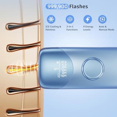 Laser Hair Removal with 5℃ Ice Cooling, Painless IPL Laser Hair Removal Device 3 in 1 Ubroo at Home Hair Remover Machine for Women Men Electrolysis Permanent Epilator on Face Body Depilation (Blue) - Image 6