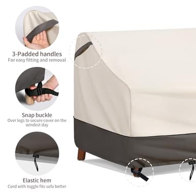 Bestalent Patio Furniture Covers Waterproof,Outdoor 3-Seater Sofa Cover Fits up to 79W x 38D x 35H inches - Image 8