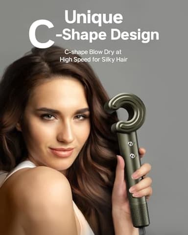 Blex C1 Hair Dryer - 5-Min Quick Drying, 110,000 RPM High-Speed Brushless Motor, Plasma Tech Blow Dryer, Smart Temp Control Tech with 100 Times/Second Heat Detector, No Heat Damage - Olive Green - Image 4