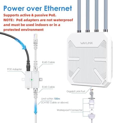 WAVLINK AX3000 WiFi 6 Wireless Outdoor Wireless Access Points, Long Range Outdoor WiFi with Dual Band/PoE/IP67/600mW of Power/Up to 256 Devices for Parties, Business Gatherings Work with Starlink - Image 8