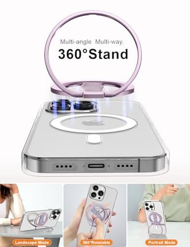 EWA MagOne 3rd Gen [Compatible with MagSafe] Phone Grip Stand with Finger Strap, Removable Magnetic Ring Holder Kickstand Loop for iPhone 16,15, 14, 13, 12 Series-(Purple) - Image 2