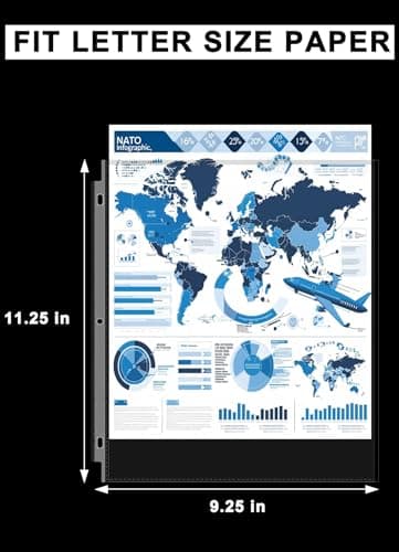 Sheet Protectors 8.5 x11 Inch, 100 Pack Page Protectors for 3 Ring Binder, Top Loading Plastic Sleeves with Reinforced 3-Hole Punch for Binders, Letter Size, for Documents and Photos, Office Supplies. - Image 3