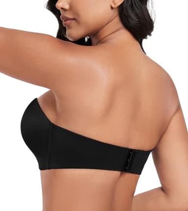 DotVol Women Strapless Push Up Bra Custom Lift Invisible Wing Shape Anti-Slip Wirefree Bra(Wing Pure Black,38B) - Image 2