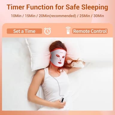 NVBOTY LED Light Therapy Mask, 4 Modes Portable with 2000mAh Rechargeable Remote, Blue, Amber, Infrared & Red Light Mask, 100 LEDs, at Home - Image 7