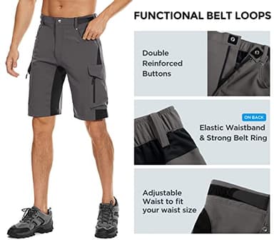 XKTTAC Men's Outdoor Quick Dry Lightweight Cargo Shorts for Hiking, Casual, Camping, Tactical, Fishing, Golf, Travel with 6 Pockets (Smoky Gray, 6X-Large) - Image 4