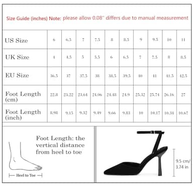 QIY Black Heels Closed Toe Pointy Pointed Toe Heels for Women Black Pumps Formal Dress Wedding Bridal Shoes High Heel Slingback Kitten Stiletto Ankle Strap Heel Size 7 - Image 7