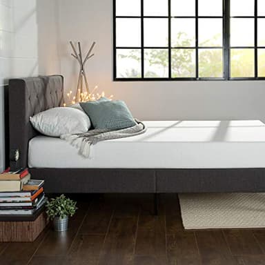 ZINUS Shalini Upholstered Platform Bed Frame, Mattress Foundation, Wood Slat Support, No Box Spring Needed, Easy Assembly, Dark Grey, Queen - Image 4