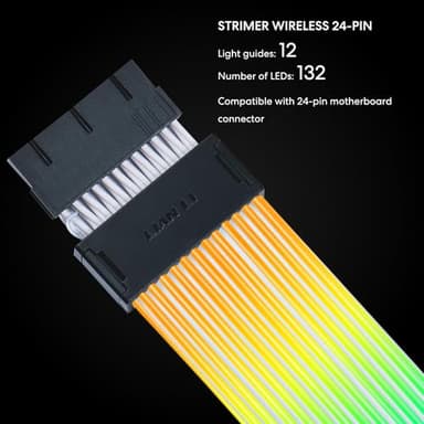 Lian Li Strimer Wireless 24 Pin with Controller (PW24-1W-T) - Addressable RGB Power Extension Cable - 2.4 GHz Wireless Control with 315mm; 12.4 Inch Length - Wireless Controller Included & Required - Image 4