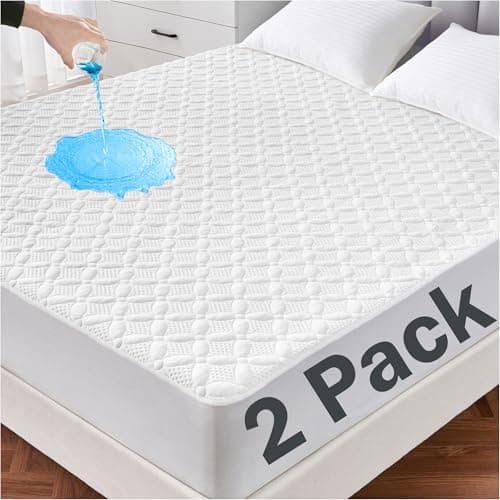 Lunsing 2 Pack Waterproof Twin Mattress Protector, Soft Breathable and Noiseless Twin Size Mattress Pad Cover with 6-16 in Deep Pockets - Image 1