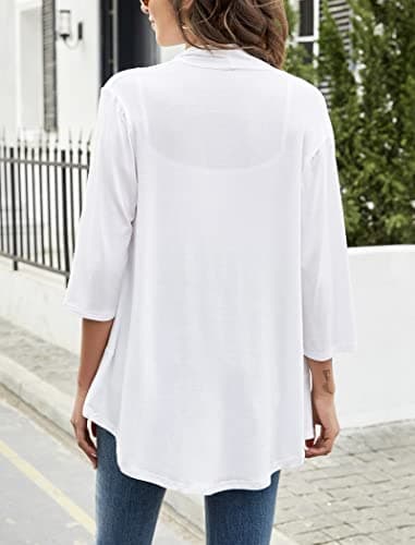Yekaty White Cardigan for Women 3/4 Sleeves Lightweight Summer Kimono Cardigans - Image 5