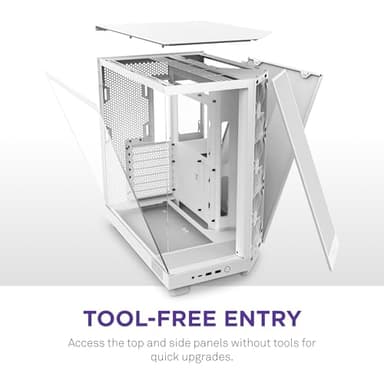 NZXT H6 Flow | CC-H61FW-01 | Compact Dual-Chamber Mid-Tower Airflow Case | Panoramic Glass Panels | High-Performance Airflow Panels | Includes 3 x 120mm Fans | Cable Management | White - Image 8