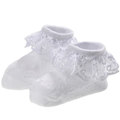 EPEIUS 6 Pair Pack Toddlers Baby-Girls Eyelet Frilly Lace Socks Princess Ankle Socks White/Pink/Ivory/Green/Purple/Grey 12-24 Months,Toddler Shoe Size 5-9 - Image 8