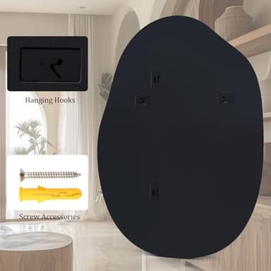 HARRITPURE Irregular Wall Mirror 22"x32" Black Asymmetrical Bathroom Mirror Wood Framed Modern Decorative Vanity Mirrors for Bedroom Living Room Entryway - Image 6