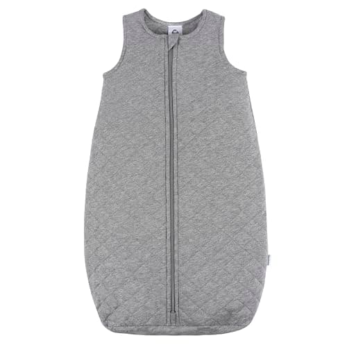 Gerber Baby Unisex Quilted Wearable Blanket, Cotton Blend, OEKO-TEX Certified, 2-Way Zipper, Safe Sleep Solution, Grey Heather, 6-12 Months - Image 1