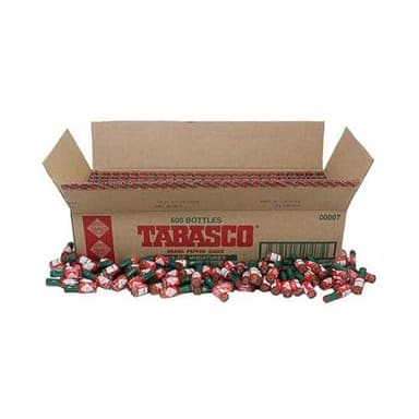 TABASCO Brand Original Red Pepper Sauce, Medium Hot Sauce, Mini Glass Bottles, Classic Flavor, Perfect for Travel & Gifts, Great for Dips, Tacos, Oysters & More, 1/8 Oz Mini Bottles (Pack of 500) - Image 1