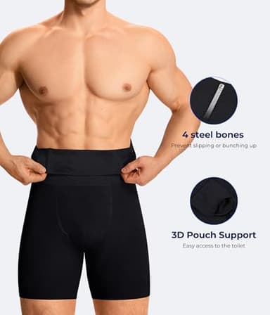 TAILONG Mens Shapewear Tummy Control Underwear Compression Shorts Slimming Body Shaper Leg Boxer Briefs Black - Image 2
