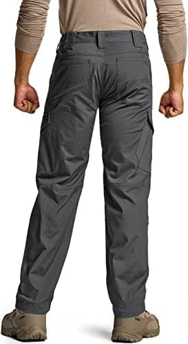 CQR Men's Flex Ripstop Tactical Pants, Water Resistant Stretch Cargo Pants, Lightweight EDC Hiking Work Pants, Dura Flex Charcoal, 34W x 32L - Image 2