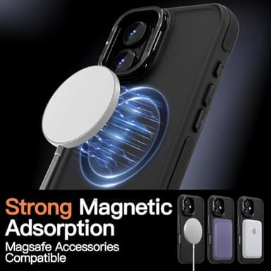 Yzoiko Magnetic case for iPhone 16 [10Ft Military-Grade Protection] Built-in Camera Stand Phone case, Compatible with fit MagSafe Shockproof Slim Thin Cover 6.1 inch,Black Bumper Stand - Image 3