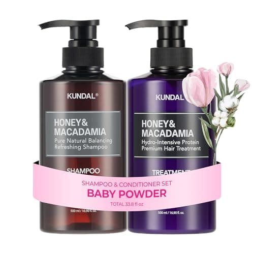 KUNDAL Korean Shampoo and Conditioner Set [Baby Powder] Salon-quality, Long Lasting Scent, Moisturizing, Sulfate-Free, Argan & Macadamia Oil, Korean Hair care, For all hair types, 16.9 fl oz each - Image 1