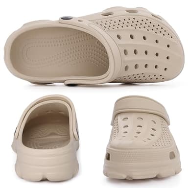 Beslip Womens Mens Garden Clogs Shoes with Arch Support Unisex Comfort Slip-on Sandals, Khaki 43 (10.5-11 Women/9-9.5 Men) - Image 2